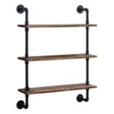 4D Concepts 4D Concepts 621123 Anacortes Hall Tree - Black Pipe with Brown Shelves 621123